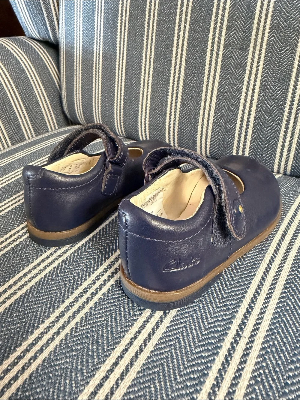 Clarks Leather Navy Mary Jane Size 4.5 Shoes